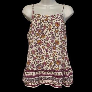 Old navy women’s Purple Yellow Fit Flare Adj Strap blouse Summer Top